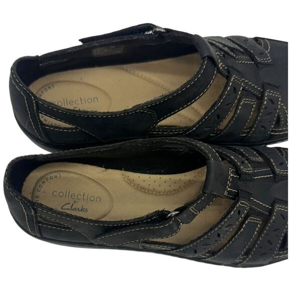 Clarks Cora River Low Wedge Sandals Women's 7 Black - Picture 6 of 8